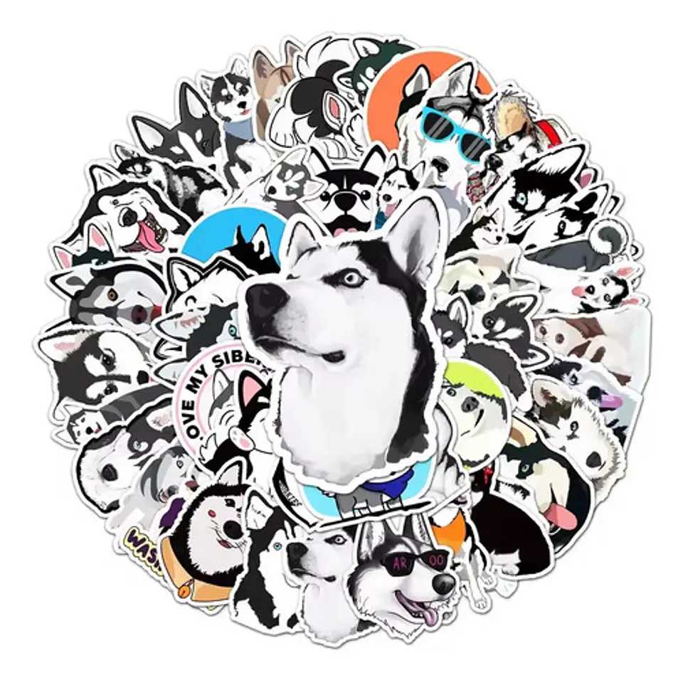 Perro Husky Siberiano - Set De 50 Stickers / Calcomanias 1