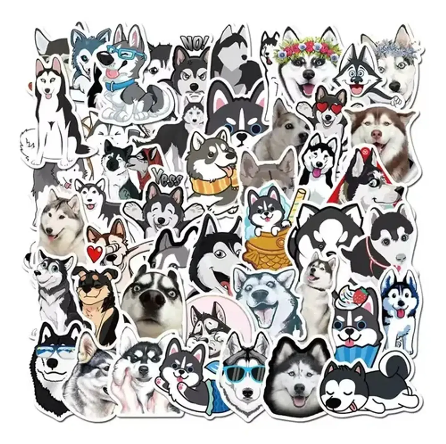 Perro Husky Siberiano - Set De 50 Stickers / Calcomanias 3