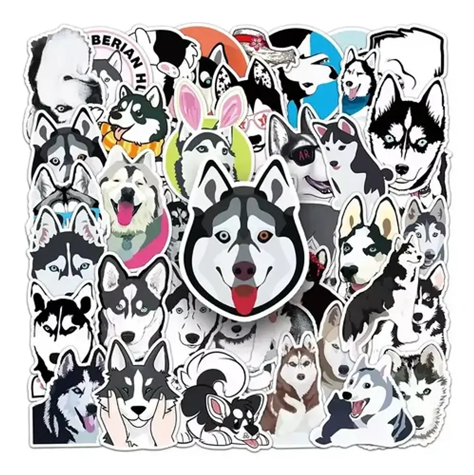 Perro Husky Siberiano - Set De 50 Stickers / Calcomanias 5