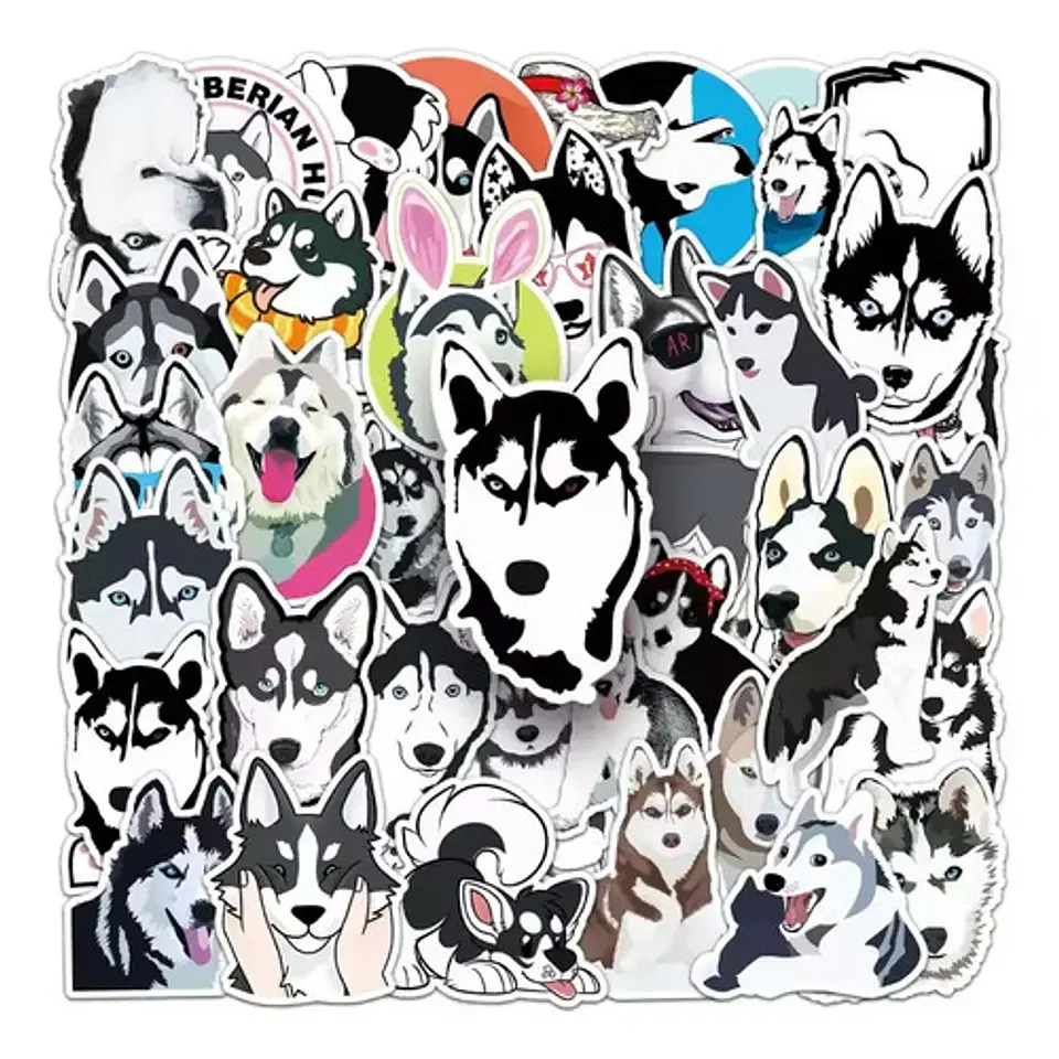 Perro Husky Siberiano - Set De 50 Stickers / Calcomanias 6