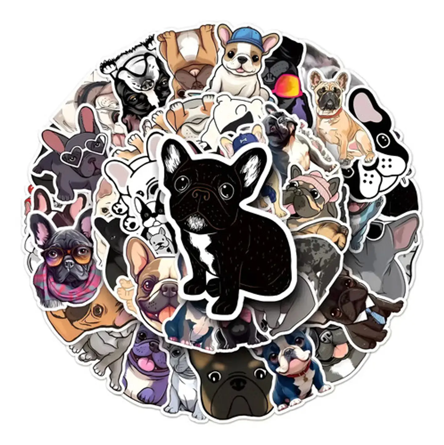 Perro Bulldog Francés  - Set De 50 Stickers / Calcomanias 1