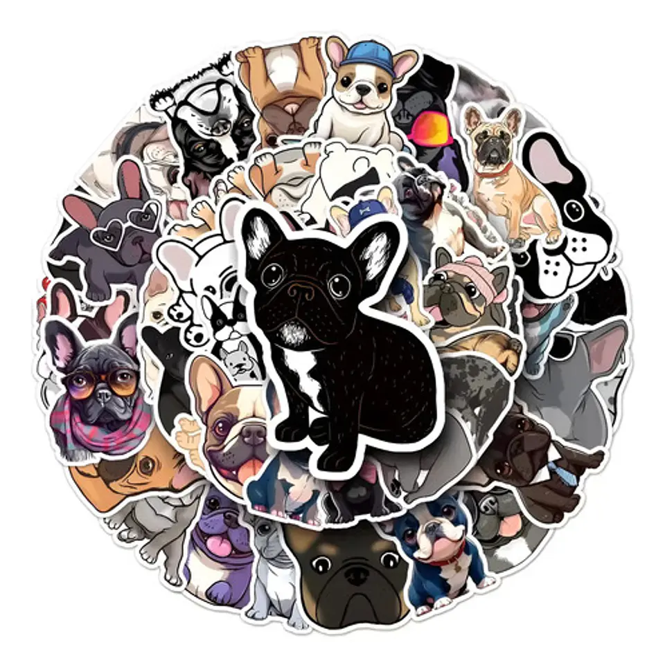 Perro Bulldog Francés  - Set De 50 Stickers / Calcomanias 1