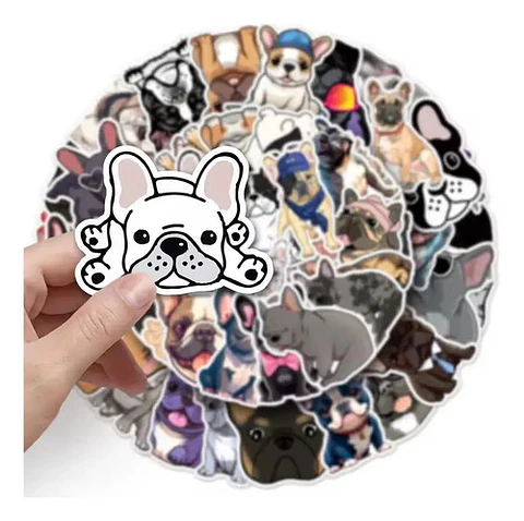 Perro Bulldog Francés  - Set De 50 Stickers / Calcomanias