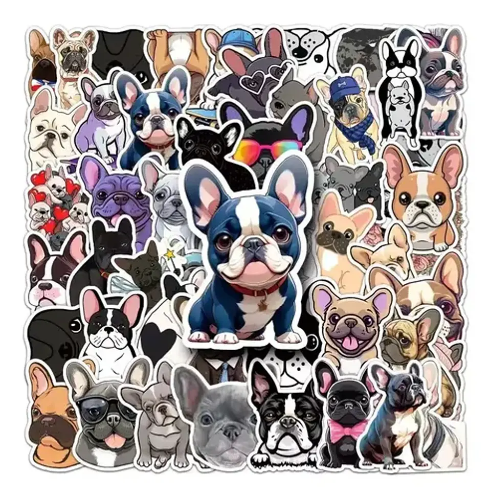 Perro Bulldog Francés  - Set De 50 Stickers / Calcomanias 3