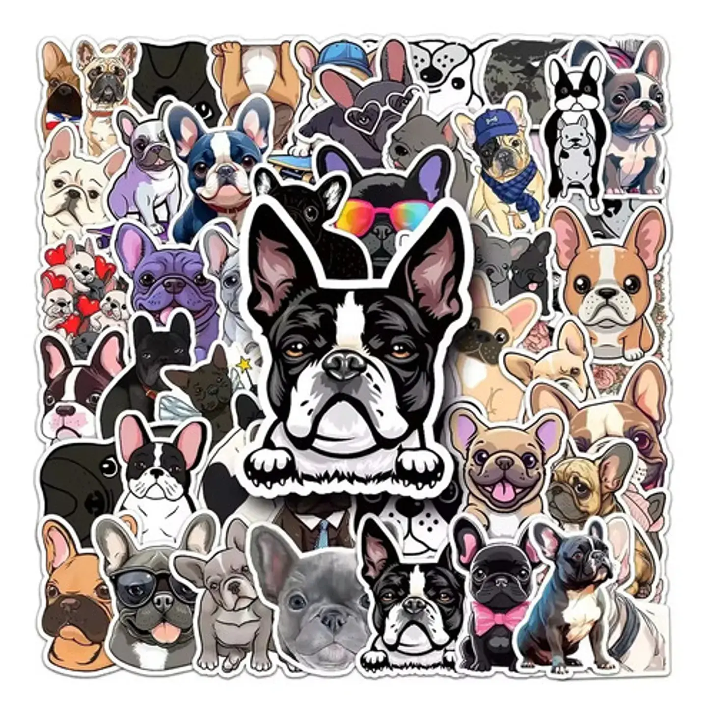 Perro Bulldog Francés  - Set De 50 Stickers / Calcomanias 4