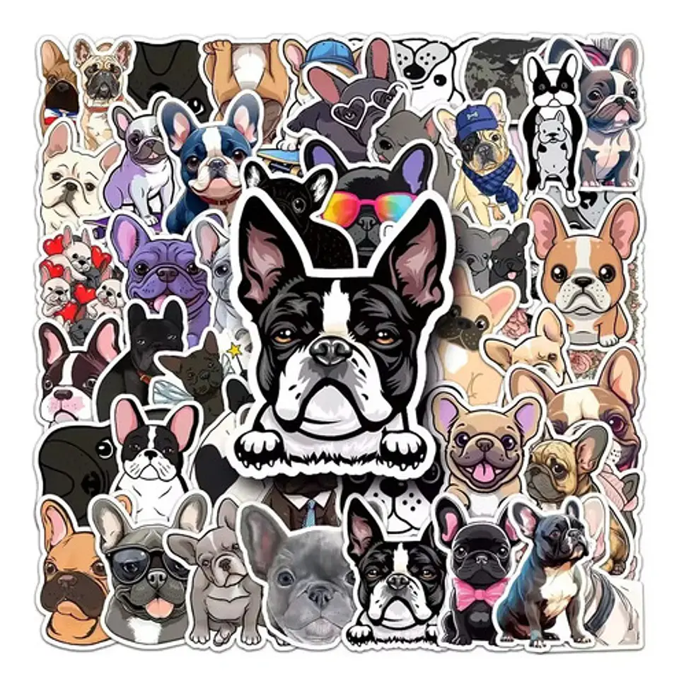 Perro Bulldog Francés  - Set De 50 Stickers / Calcomanias 4