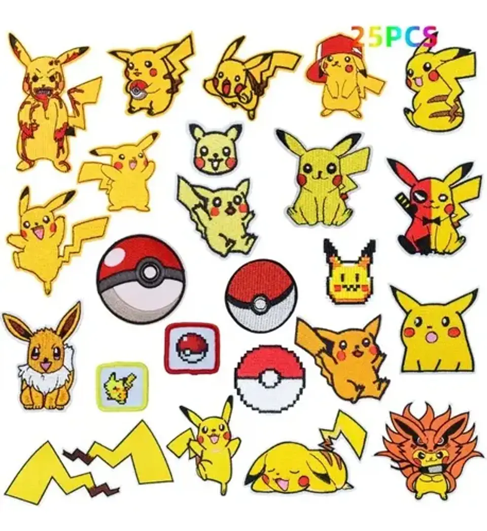 Pikachu / Set 25 Parches Bordados Para Ropa De Pikachu 1
