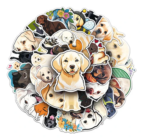 Perro Labrador Kawaii - Set De 50 Stickers / Calcomanias