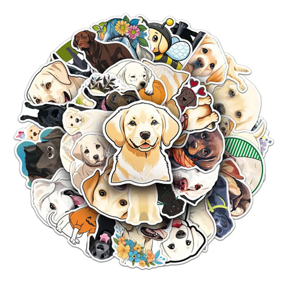 Perro Labrador Kawaii - Set De 50 Stickers / Calcomanias 1