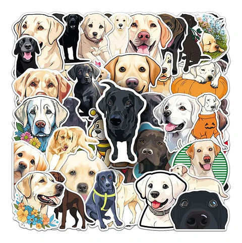 Perro Labrador Kawaii - Set De 50 Stickers / Calcomanias
