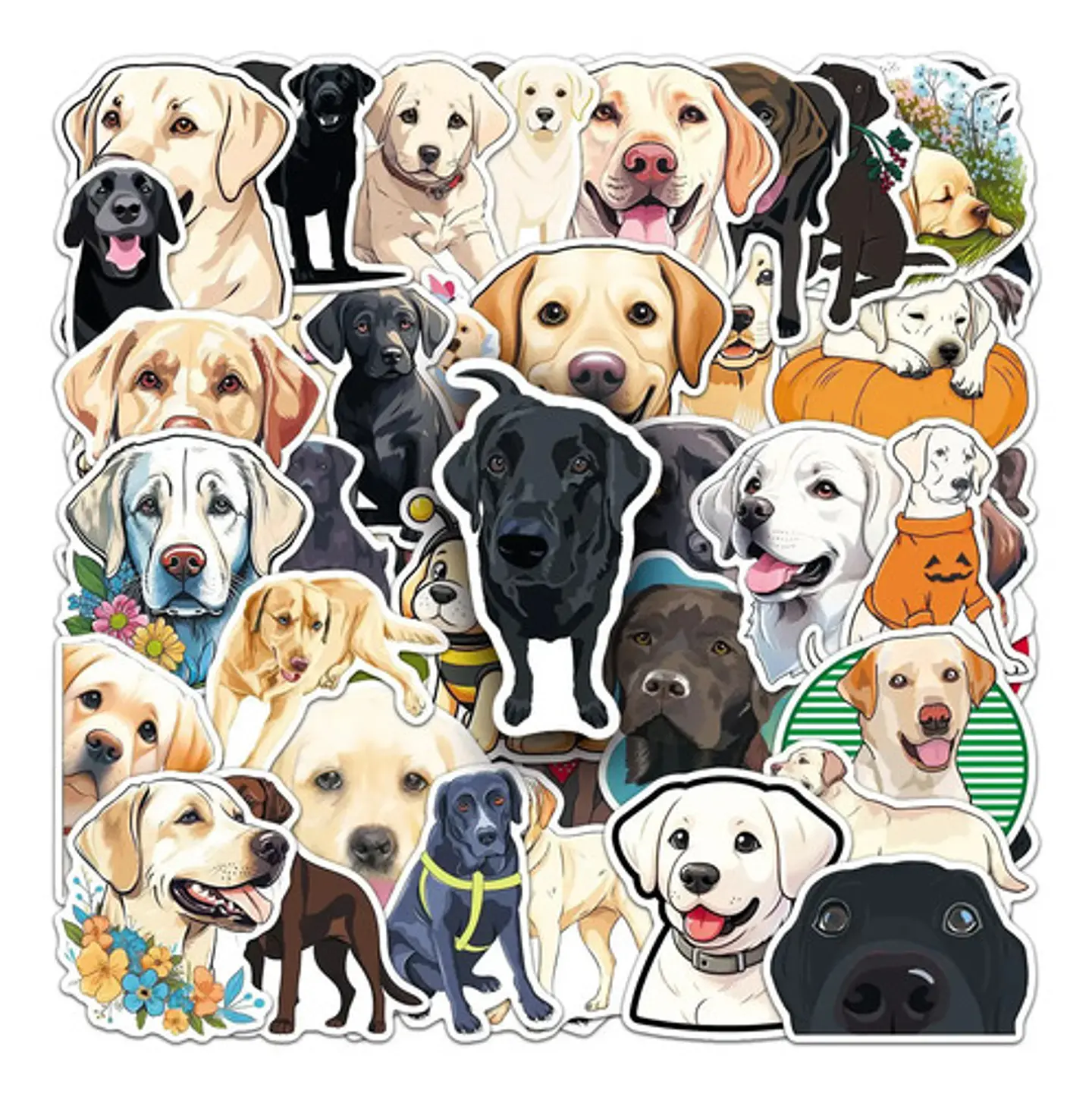 Perro Labrador Kawaii - Set De 50 Stickers / Calcomanias 2
