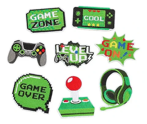 Gamer / Set 8 Parches Bordados Para Ropa De Gamer
