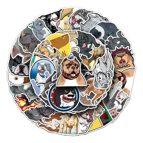 Perro Pitbull Kawaii - Set De 50 Stickers / Calcomanias