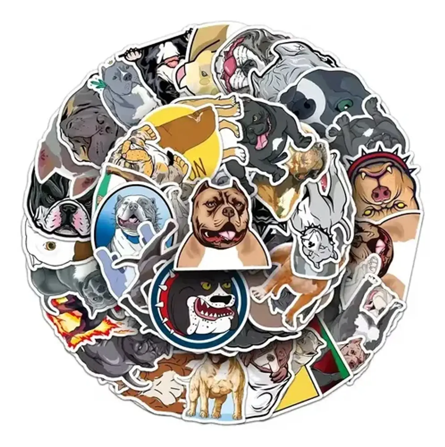 Perro Pitbull Kawaii - Set De 50 Stickers / Calcomanias 1