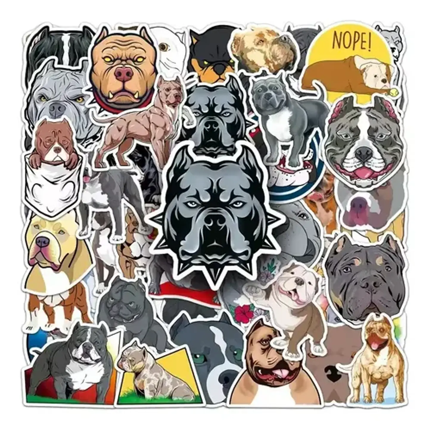 Perro Pitbull Kawaii - Set De 50 Stickers / Calcomanias 2