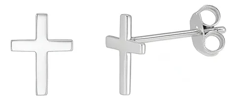 Aros De Plata 925 Cruz Lisa, Unisex