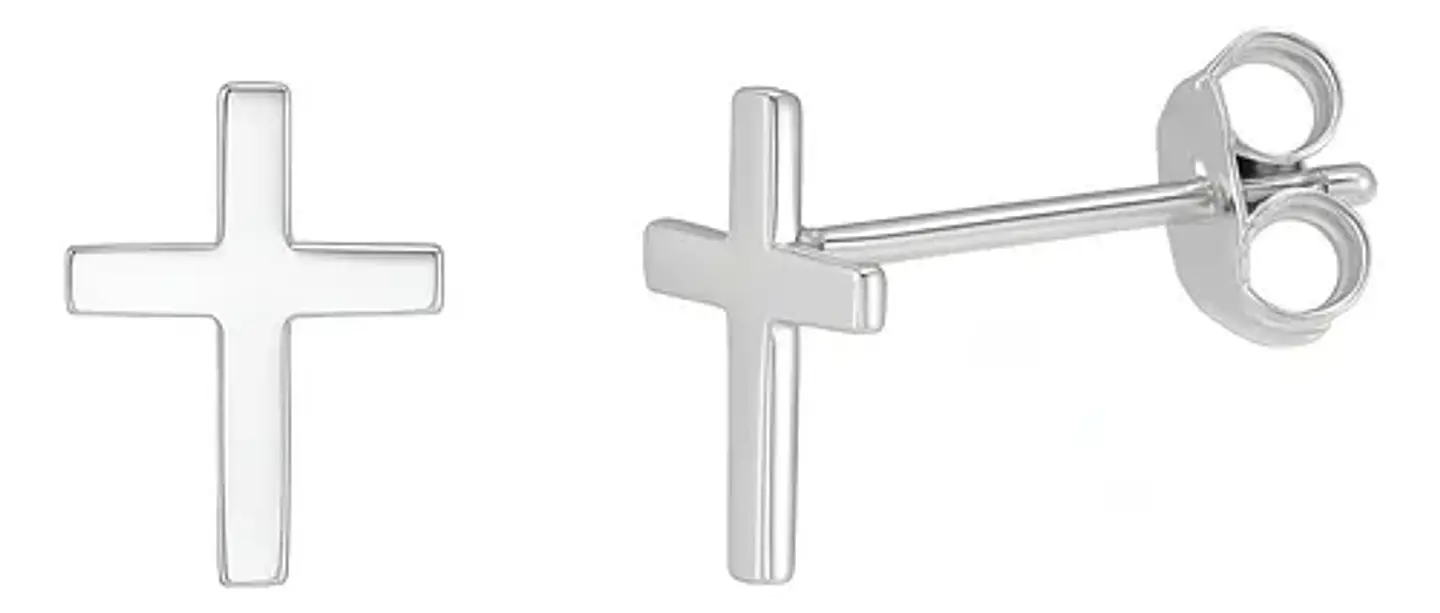 Aros De Plata 925 Cruz Lisa, Unisex 2