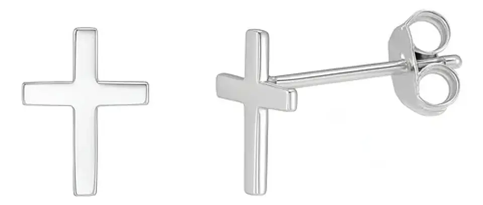 Aros De Plata 925 Cruz Lisa, Unisex 2