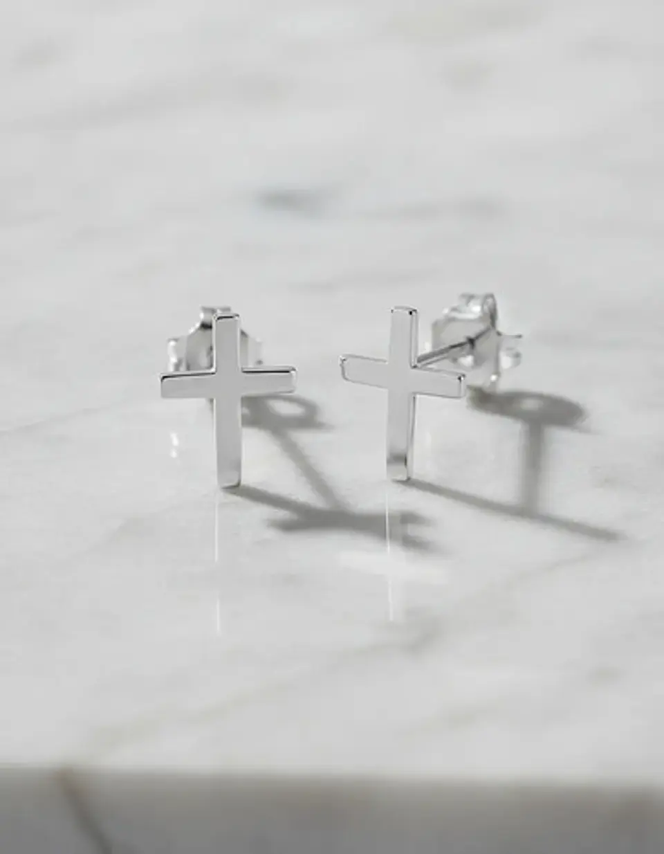 Aros De Plata 925 Cruz Lisa, Unisex 4