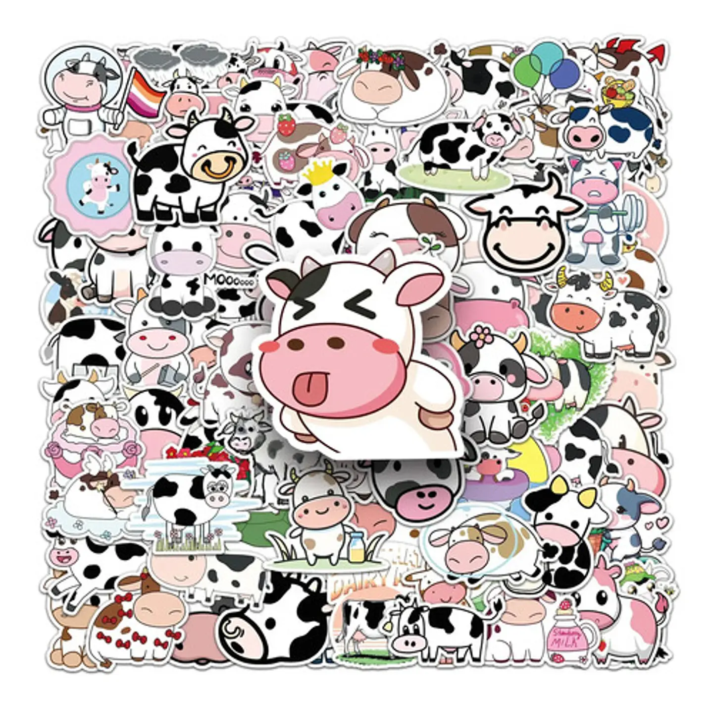 Set 100 Stickers De Vaca Kawaii / Vacas - Pegatinas 3