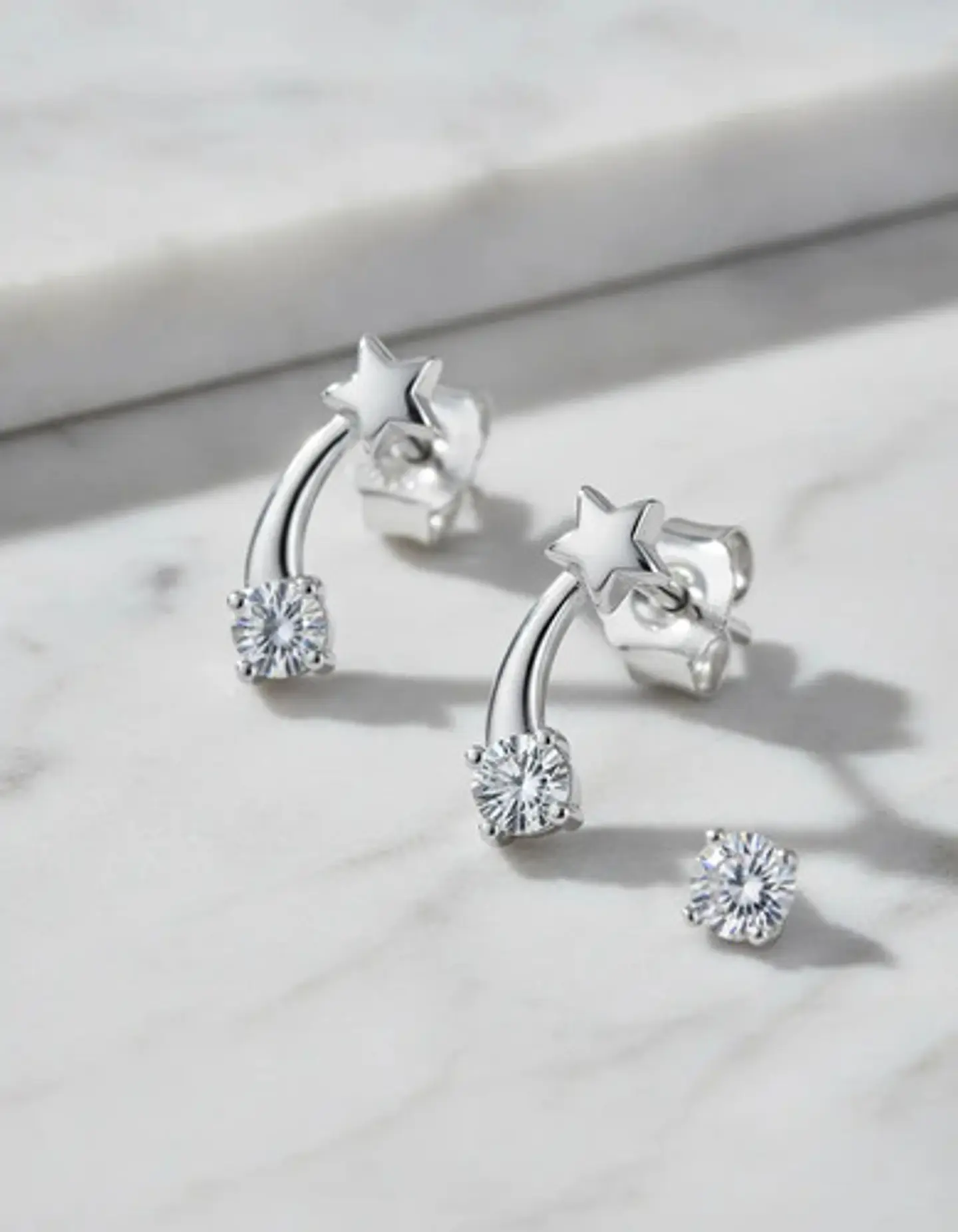 Aros De Plata 925 Estilo Trepador Con Diseño Estrella Fugaz 1