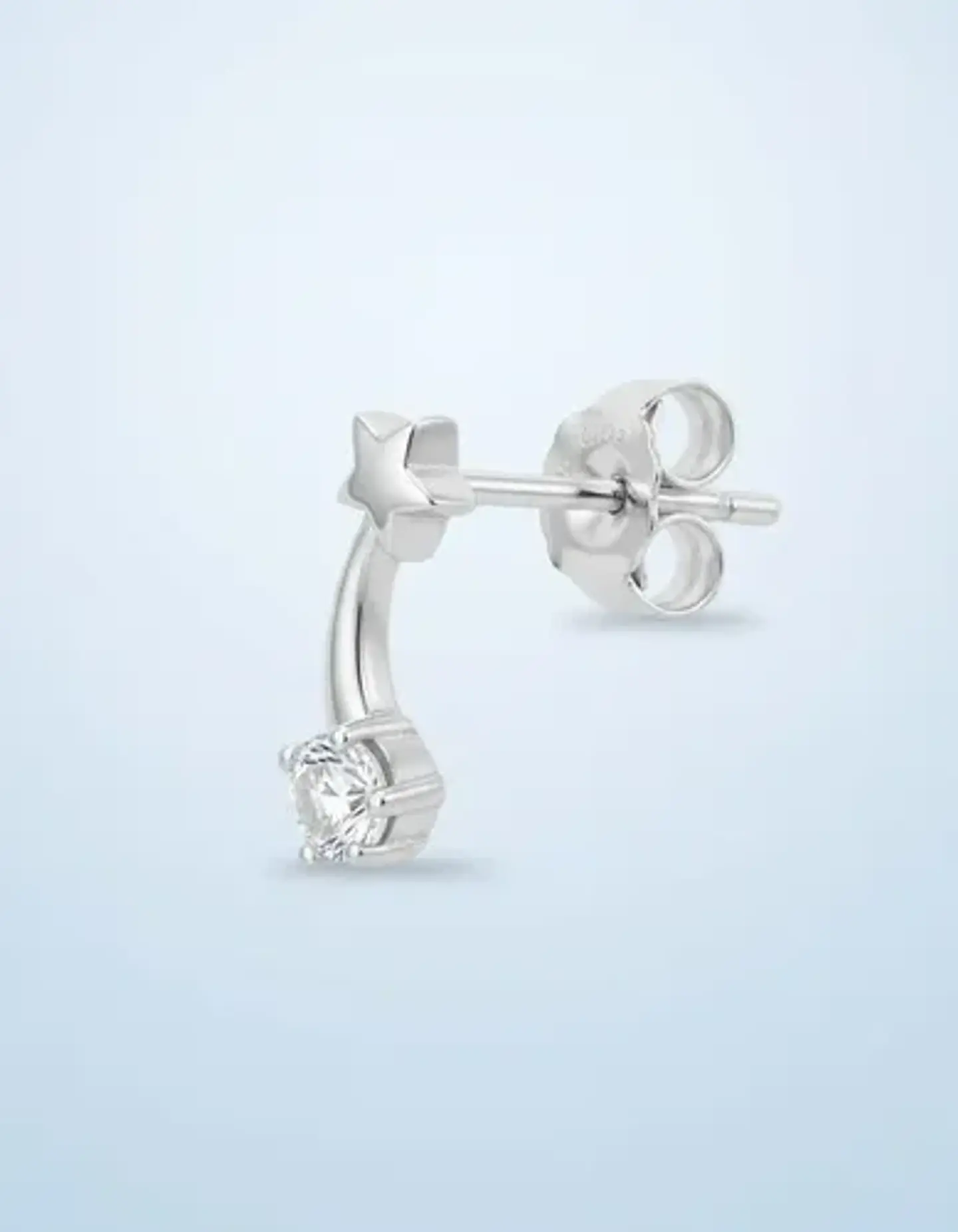 Aros De Plata 925 Estilo Trepador Con Diseño Estrella Fugaz 5