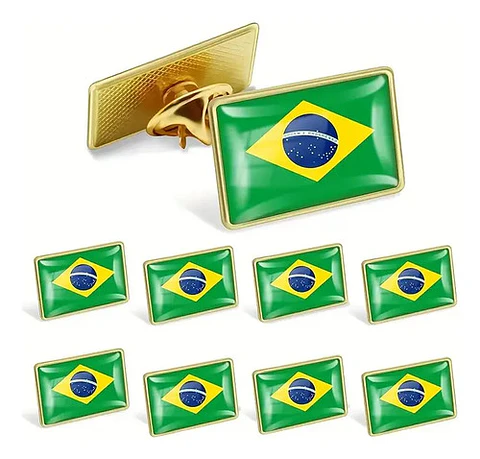 Pins De Bandera Brasileña / Brasil / Broches Metálicos