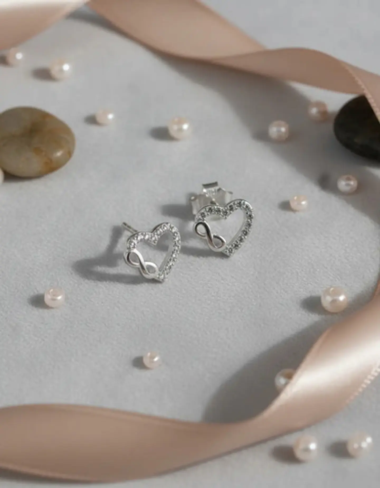 Aros De Plata 925 Corazón E Infinito Con Pequeños Circones 1