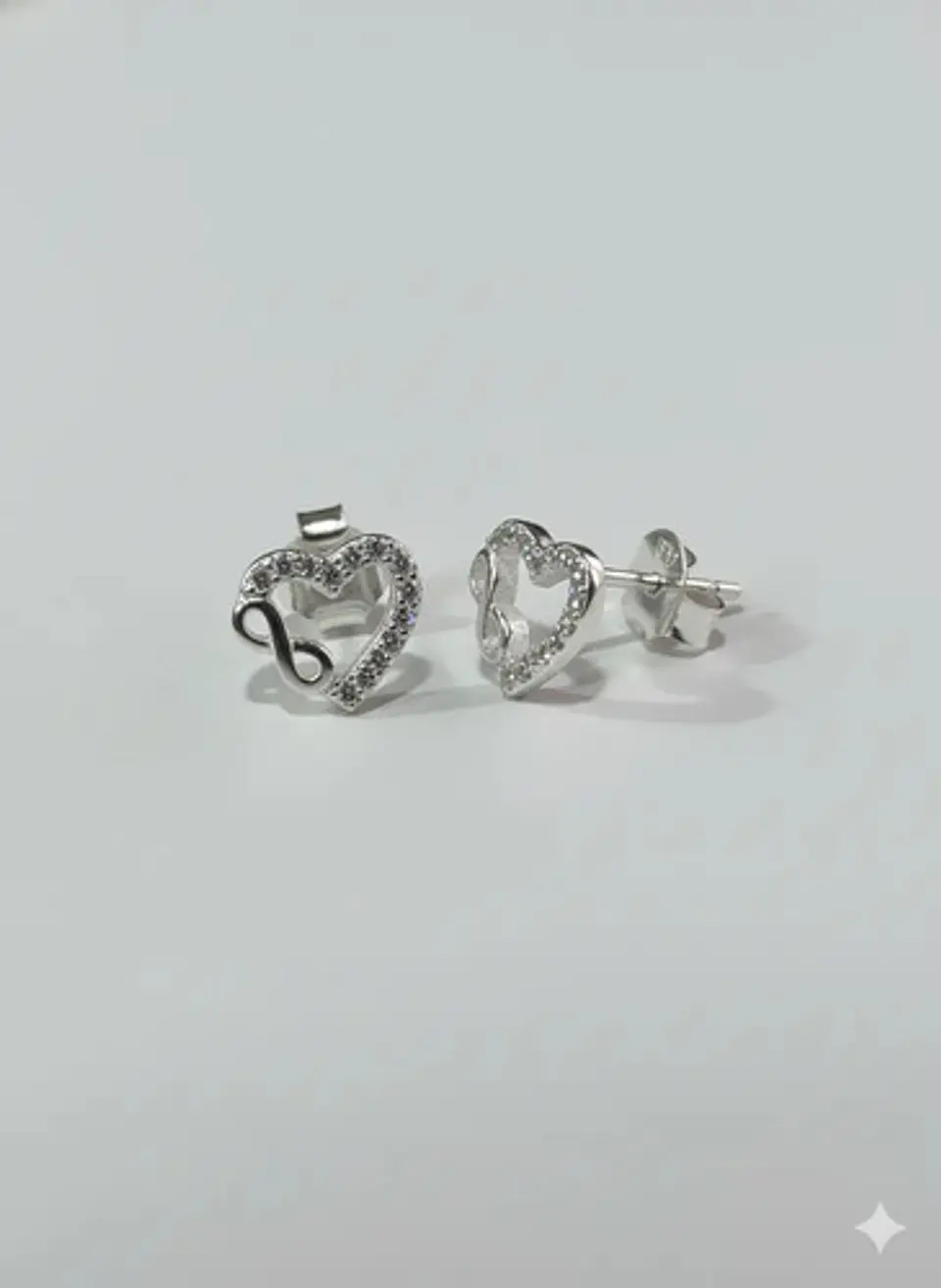Aros De Plata 925 Corazón E Infinito Con Pequeños Circones 3