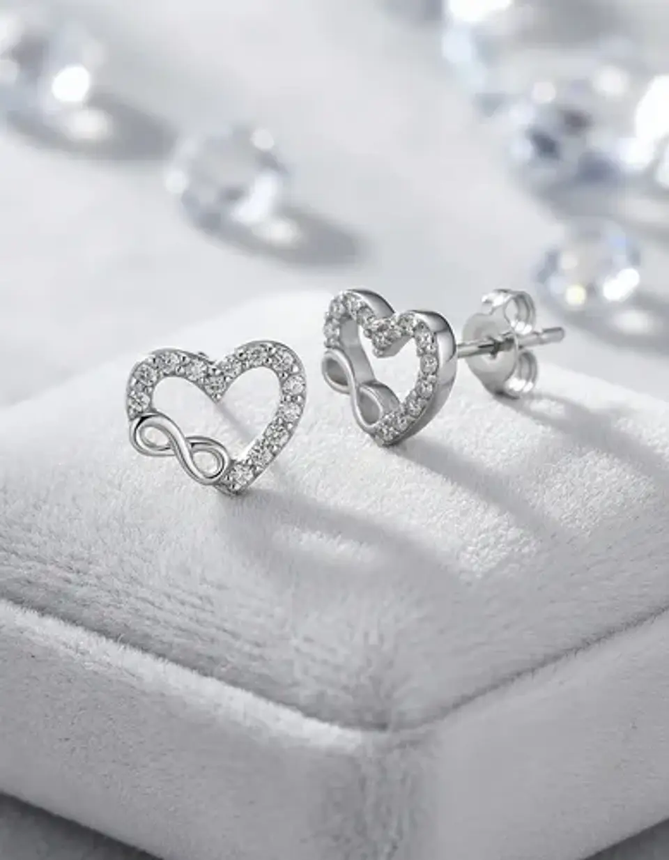 Aros De Plata 925 Corazón E Infinito Con Pequeños Circones 4