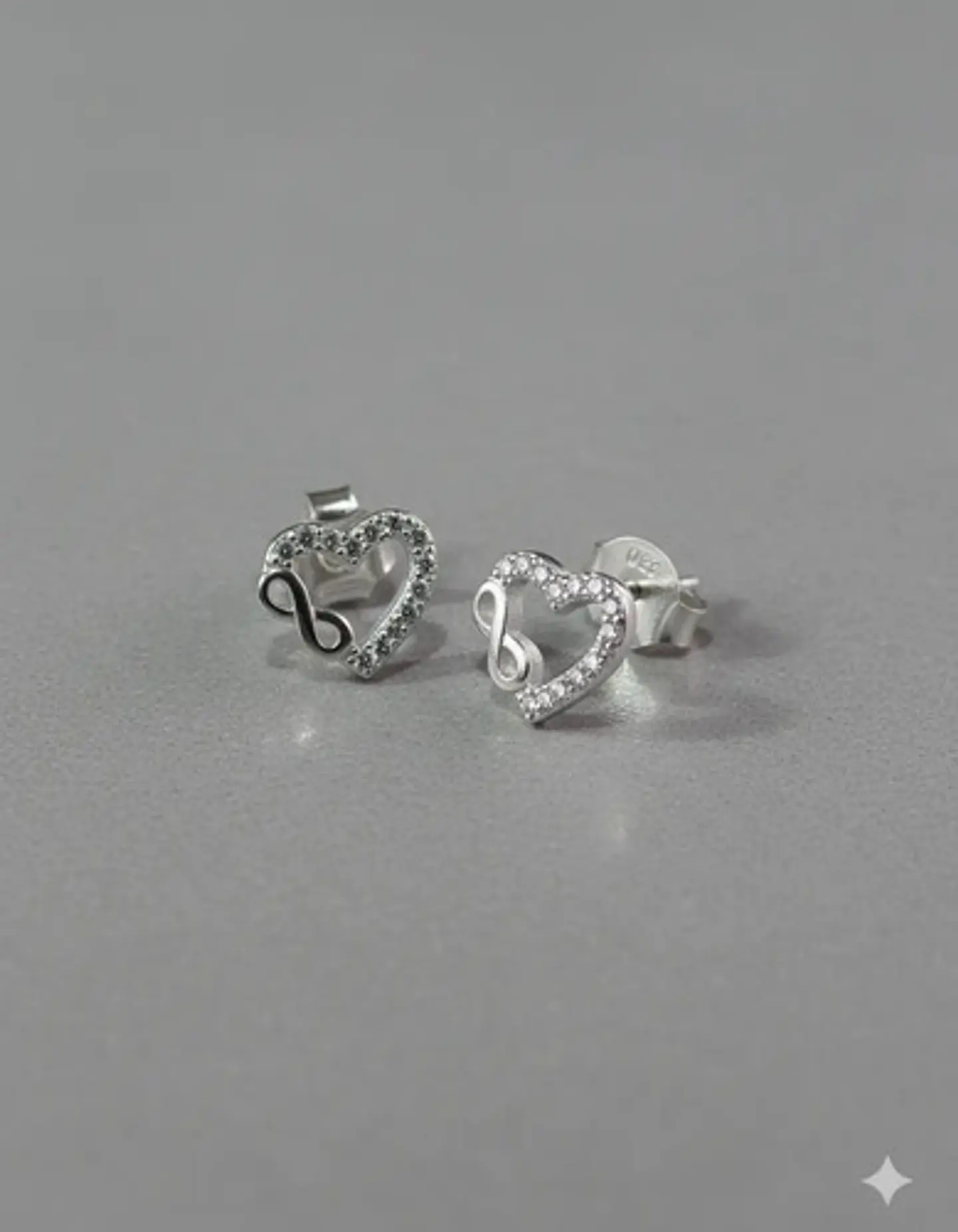 Aros De Plata 925 Corazón E Infinito Con Pequeños Circones 5