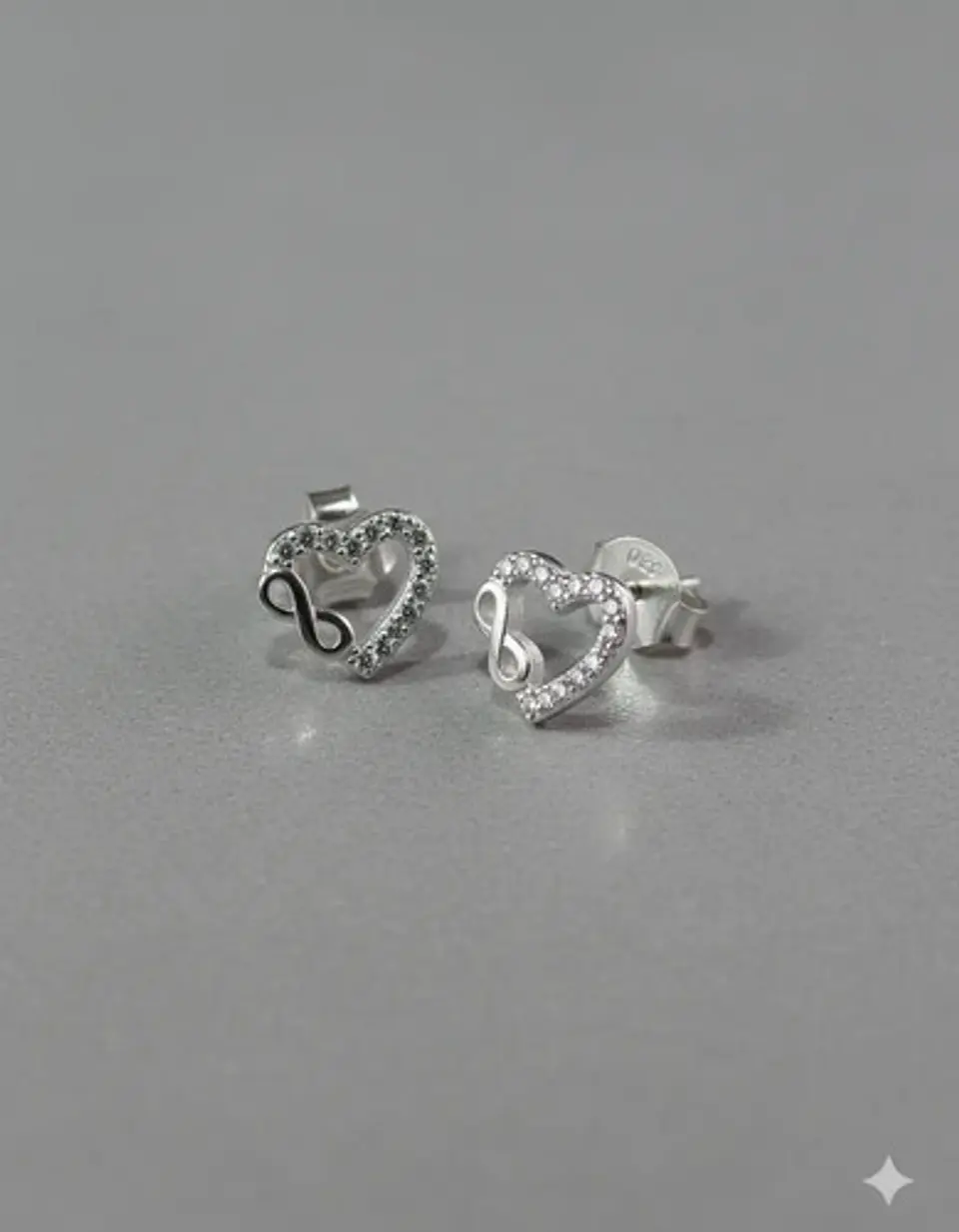 Aros De Plata 925 Corazón E Infinito Con Pequeños Circones 5