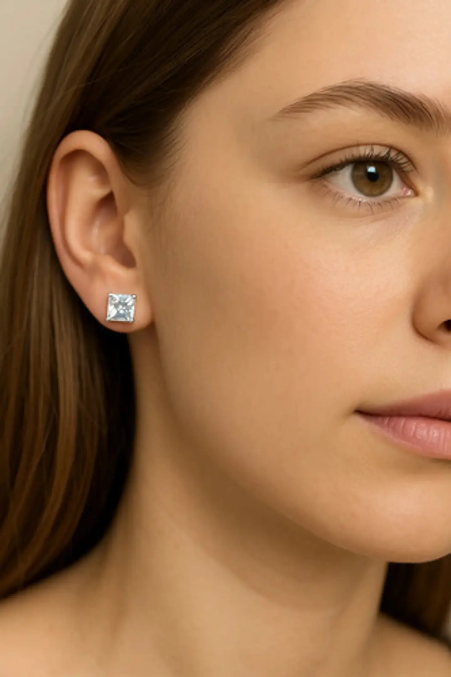 Aros De Plata 925 Circón Cuadrado Unisex Para Regalo 3