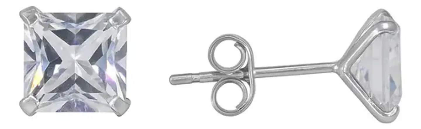 Aros De Plata 925 Circón Cuadrado Unisex Para Regalo 6
