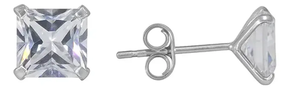 Aros De Plata 925 Circón Cuadrado Unisex Para Regalo 6