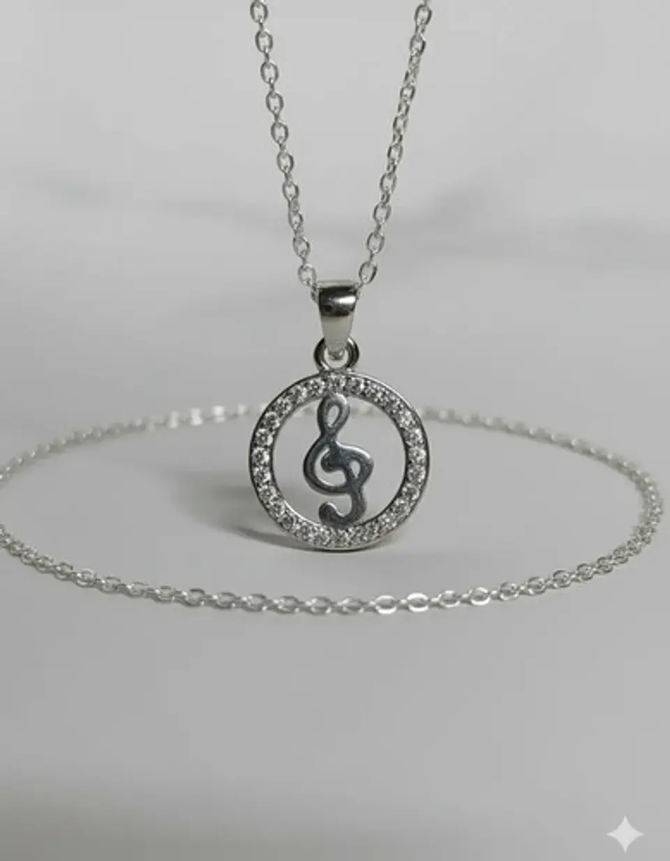 Conjunto Plata 925 Cadena + Aros + Dije Estilo Llave De Sol 5