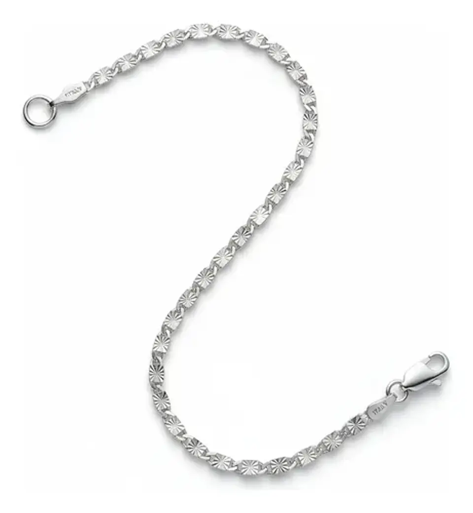 Pulsera De Plata 925 Eslabones Valentino Con Textura Dama 4