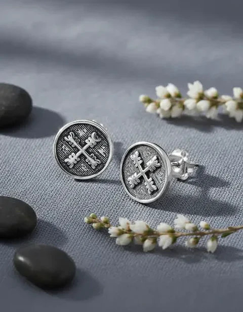 Aros De Plata 925 Diseño Cruzado Envejecido