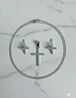 Conjunto Plata 925 Cadena + Aros + Dije Cruz Con Circónes - Miniatura 1