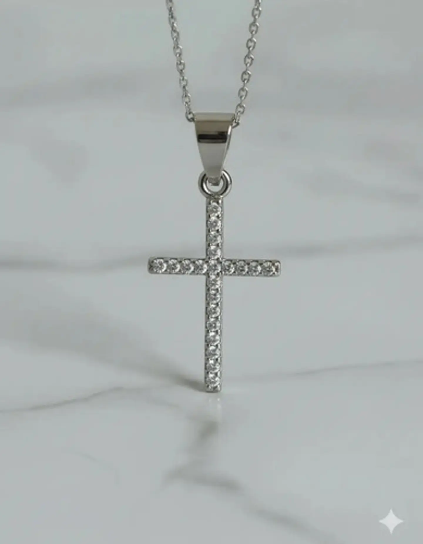 Conjunto Plata 925 Cadena + Aros + Dije Cruz Con Circónes 3