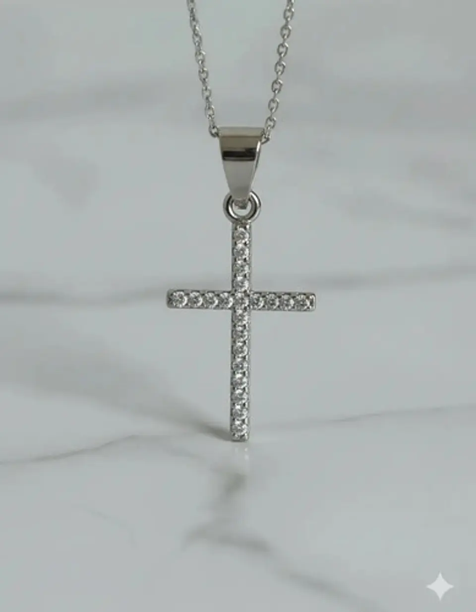 Conjunto Plata 925 Cadena + Aros + Dije Cruz Con Circónes 3
