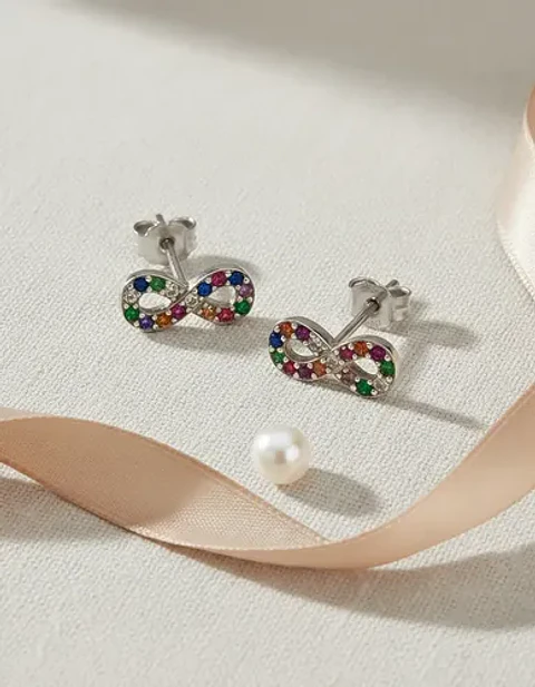 Aros De Plata 925, Signo Infinito Con Circon
