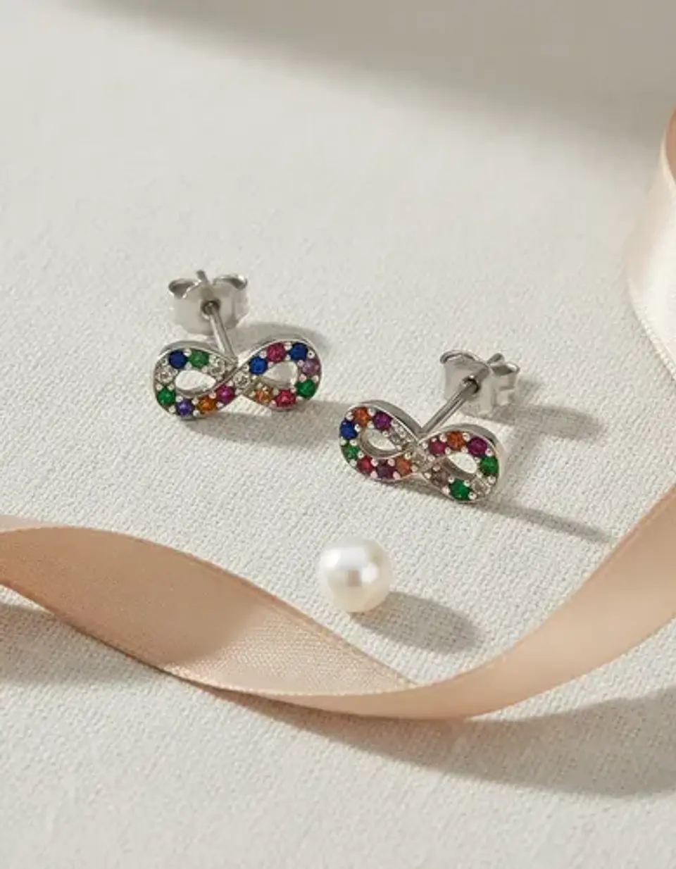Aros De Plata 925, Signo Infinito Con Circon 1