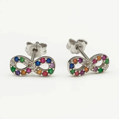 Aros De Plata 925, Signo Infinito Con Circon