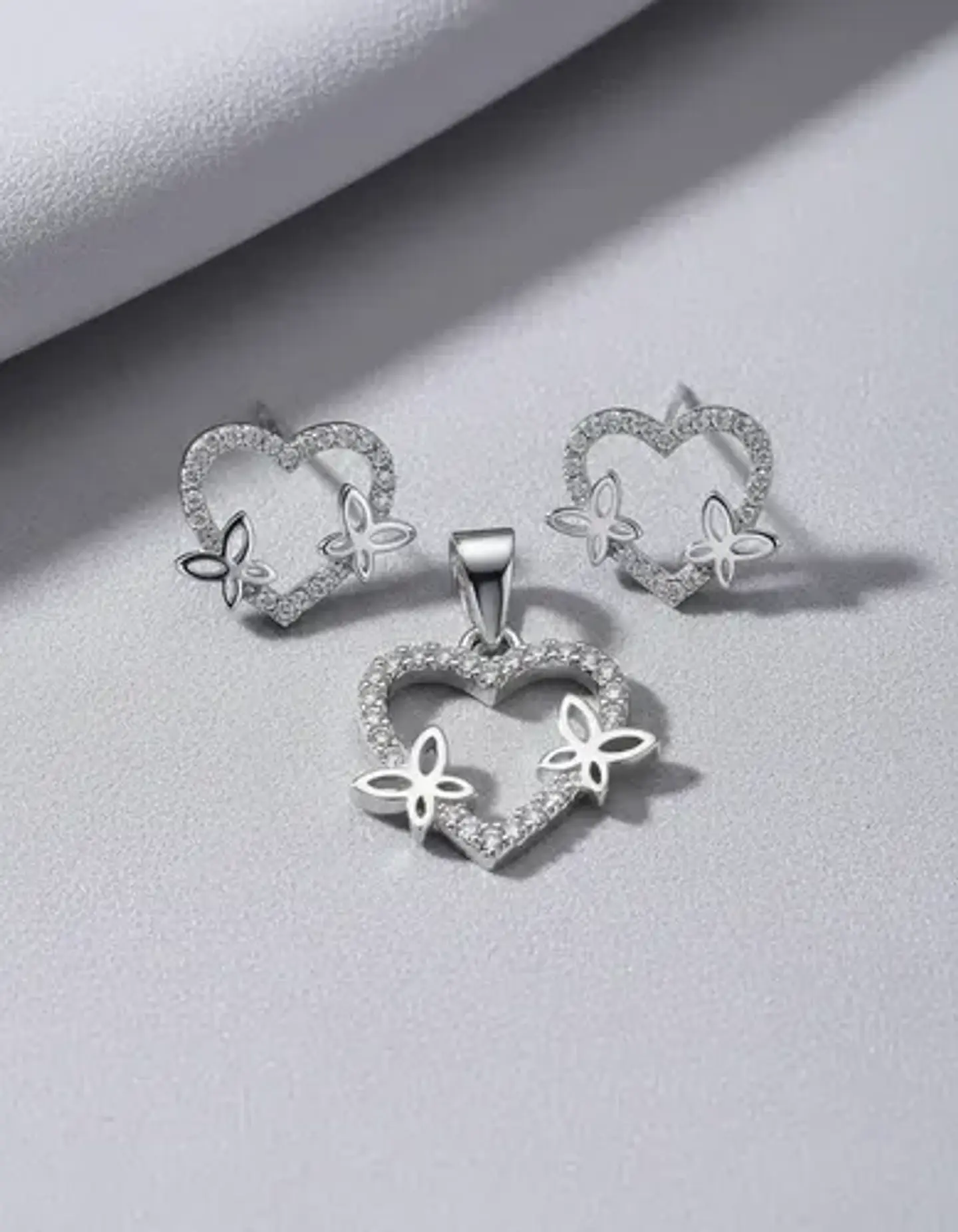 Conjunto Plata 925 Cadena + Aros + Dije Cerrazó Con Mariposa 4