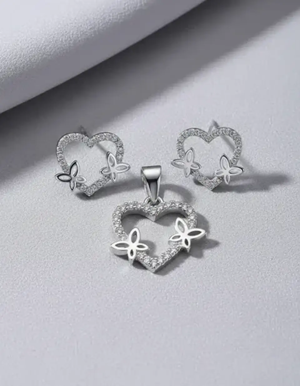 Conjunto Plata 925 Cadena + Aros + Dije Cerrazó Con Mariposa 4