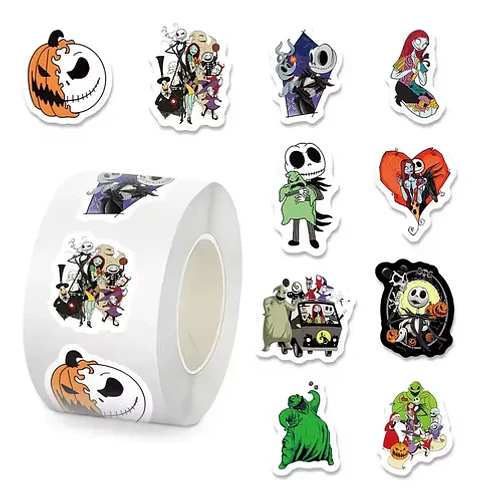 Extraño Mundo Jack - Set 500 Stickers / Rollo De Pegatinas