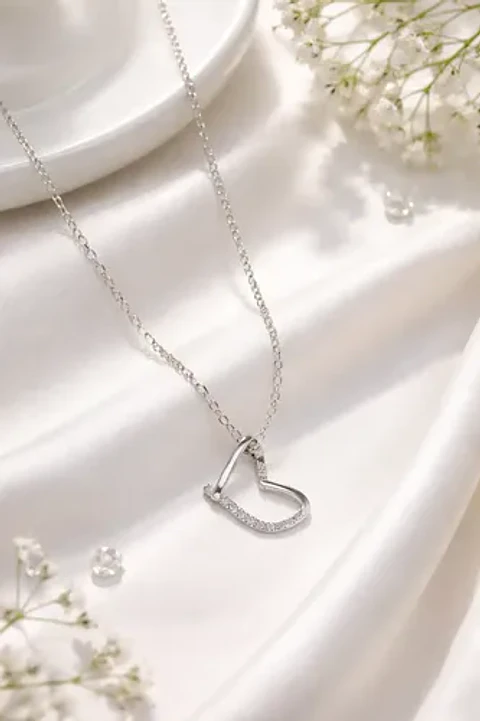 Collar Plata Corazón Irregular Liso Para Dama