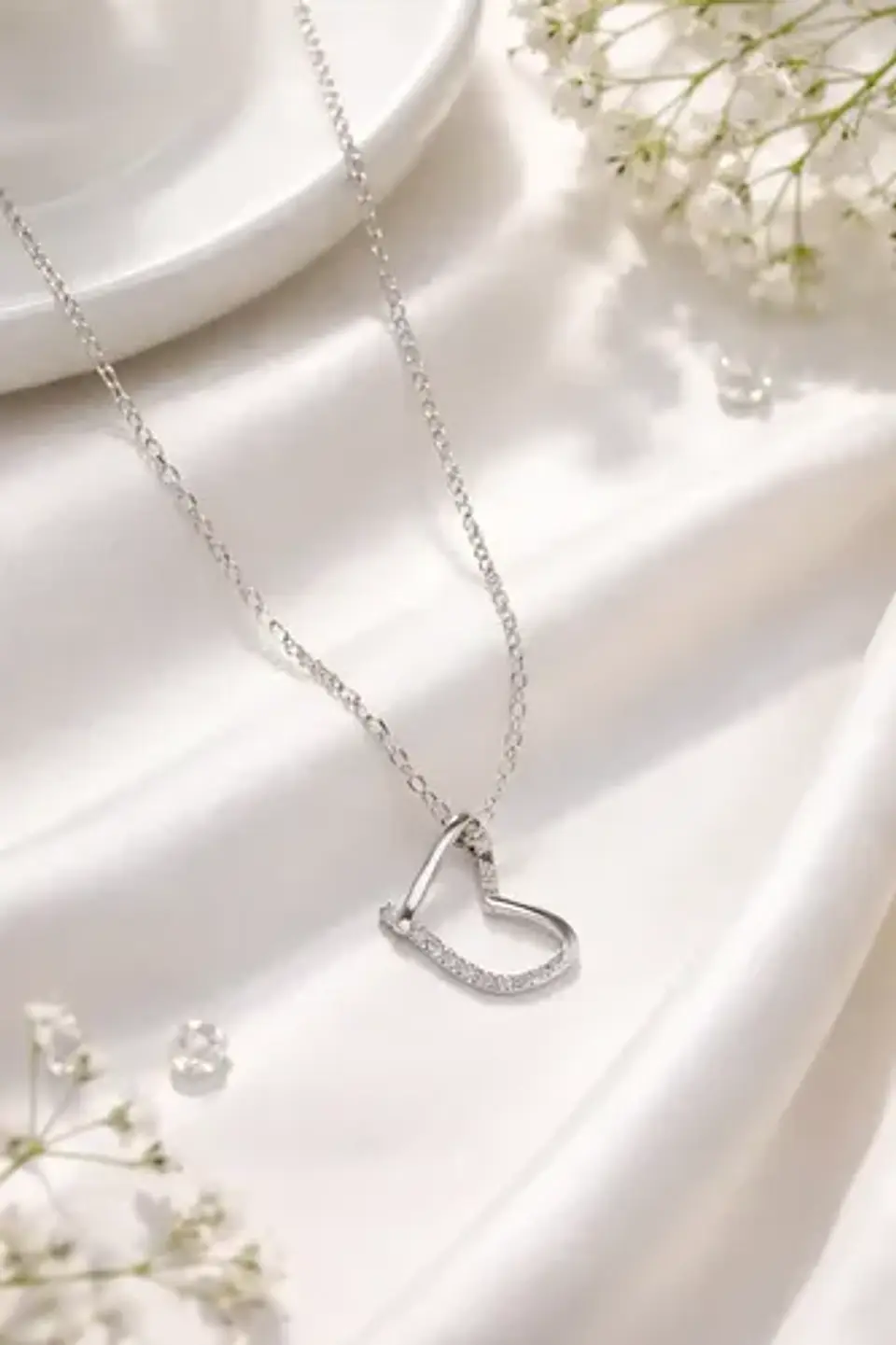 Collar Plata Corazón Irregular Liso Para Dama 1