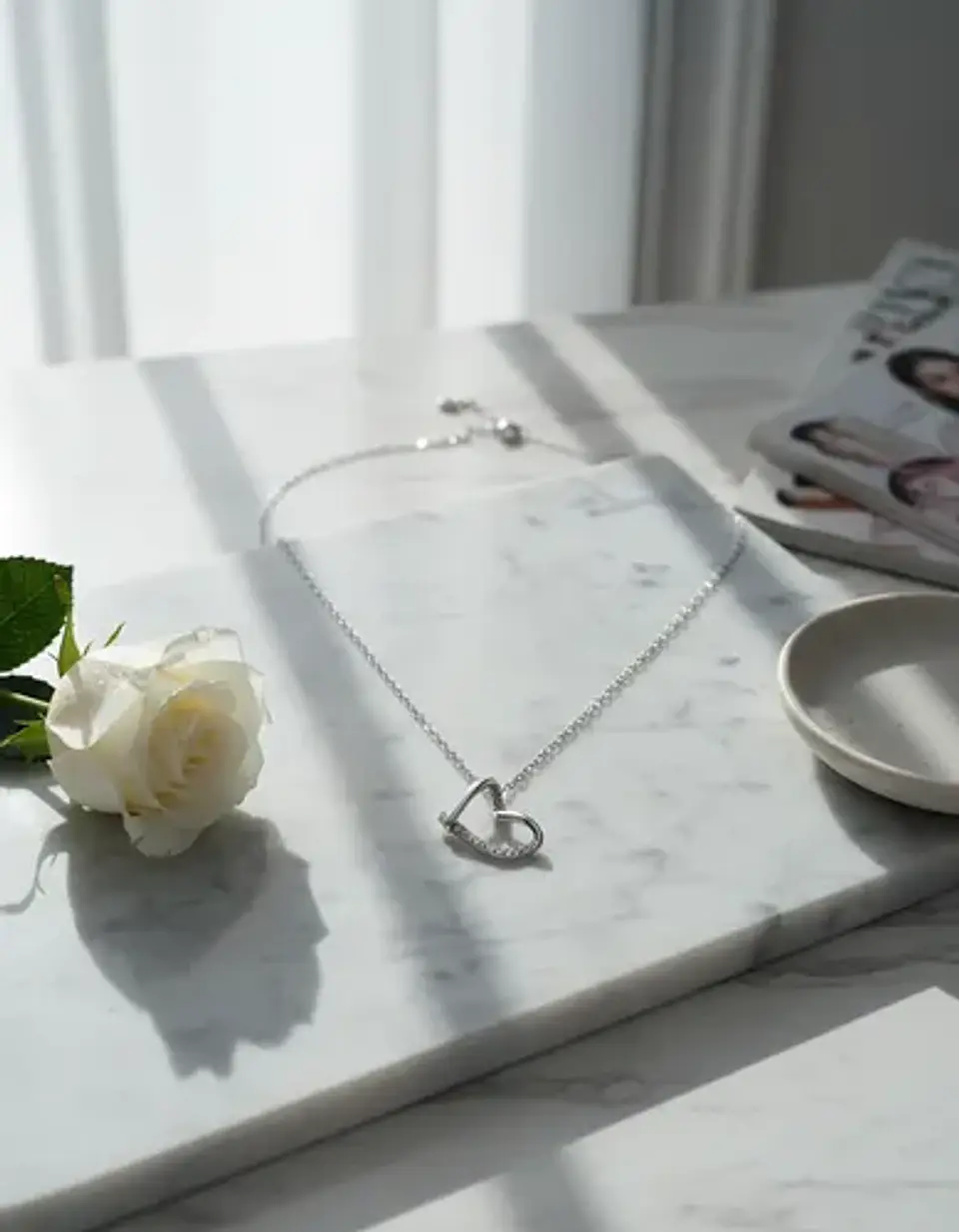 Collar Plata Corazón Irregular Liso Para Dama 2